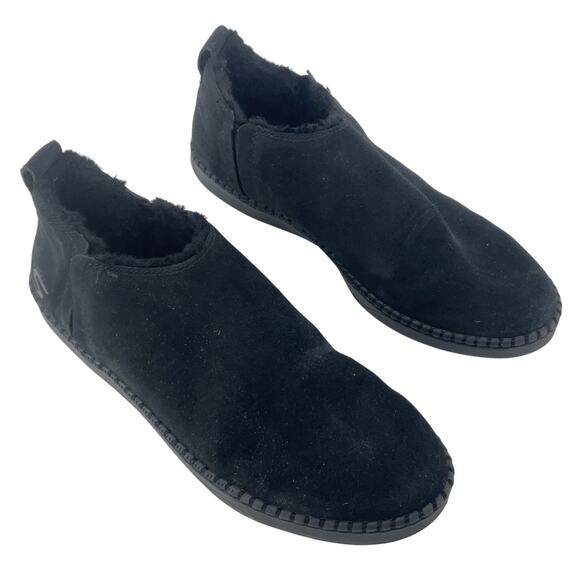 Skechers Black Suede Faux Fur Lined Low Bootie Women's Size 11 Preowned - Picture 1 of 7
